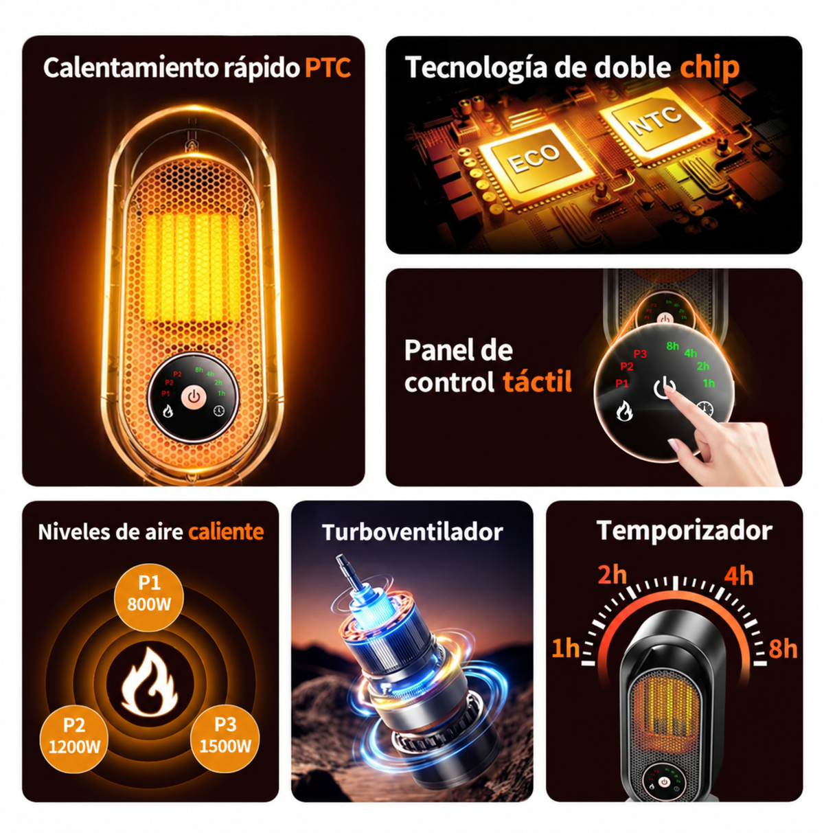 Calefactor de aire 1000W