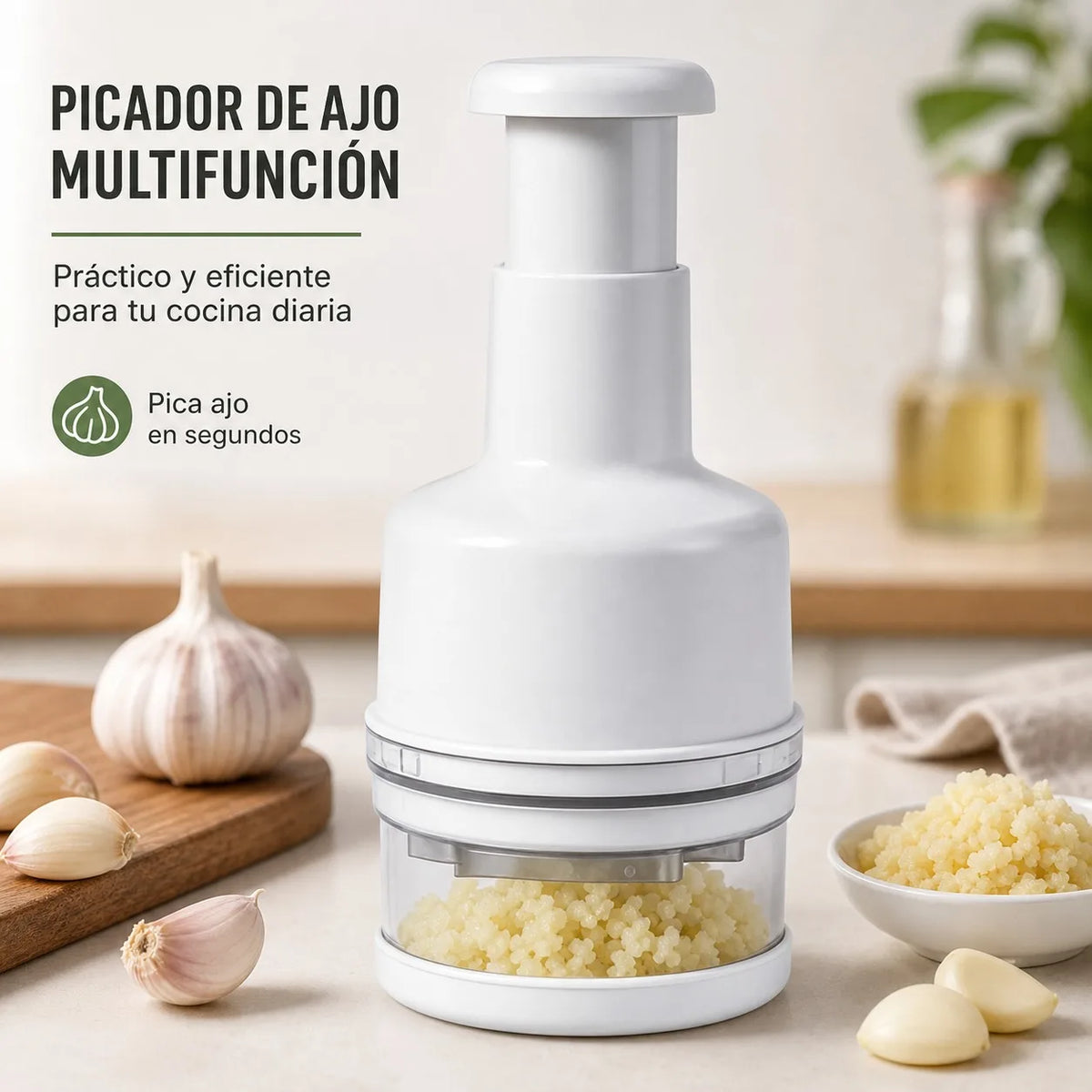 Picador manual de ajos y verduras – Multiusos blanco