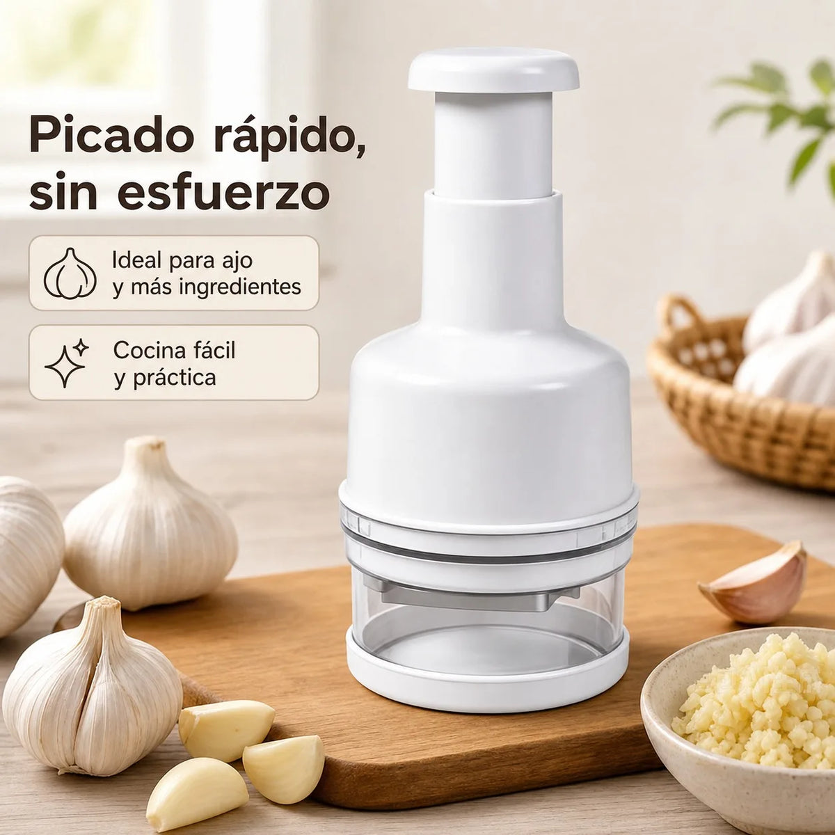 Picador manual de ajos y verduras – Multiusos blanco
